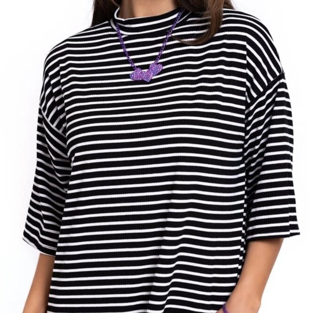 LALA ORIGINAL: Ozzy Dress in Ribbed Classic Stripes - Size XS